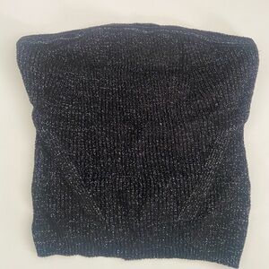 Black with shiny threading strapless crop top in a size medium Beverly and Beck